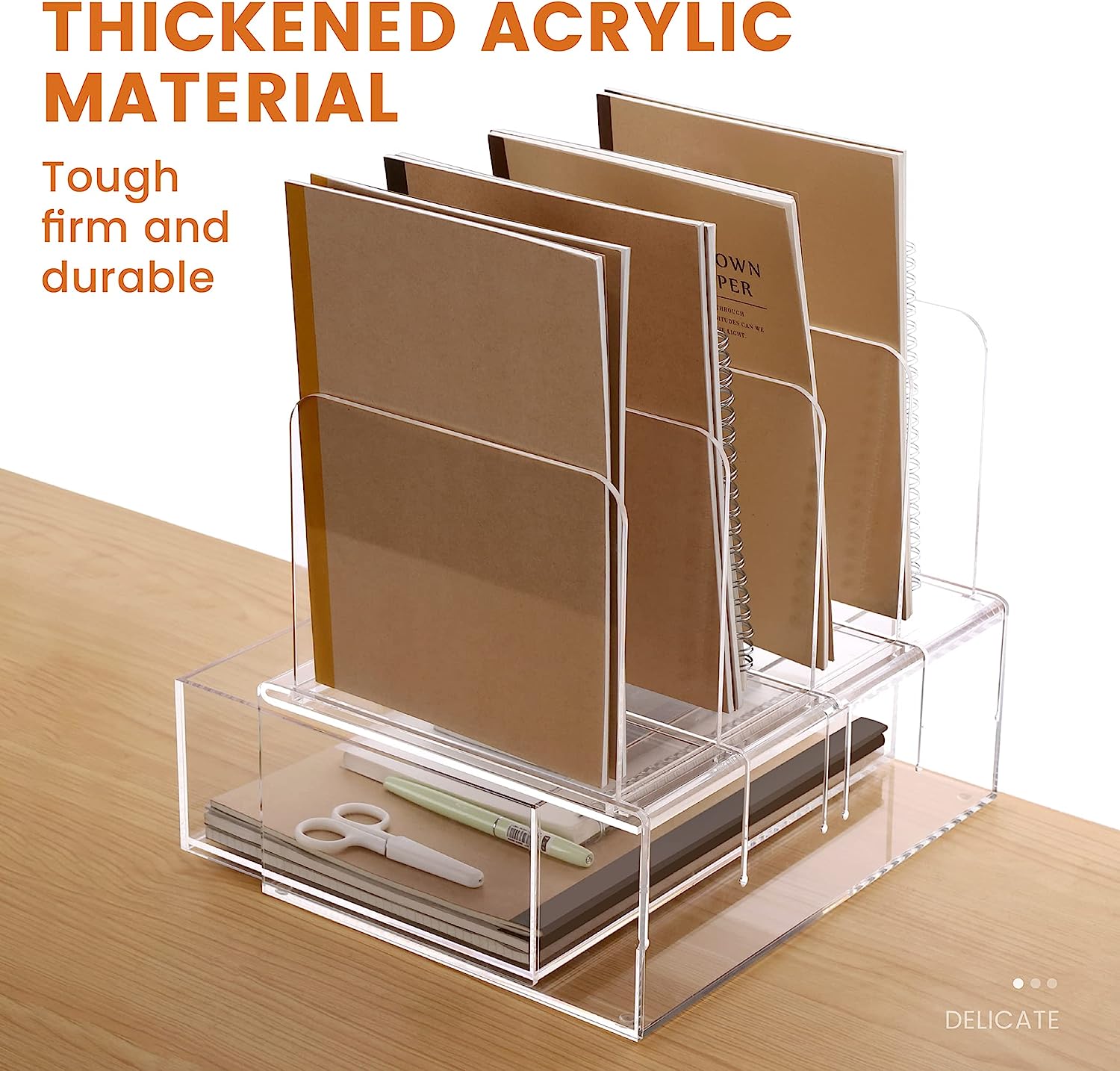 HeZone Desk Organizers and Storage, Office Organization Storage, Clear Acrylic Office Desk Organizers and Accessories with Drawer- 1 Pack - Image 4